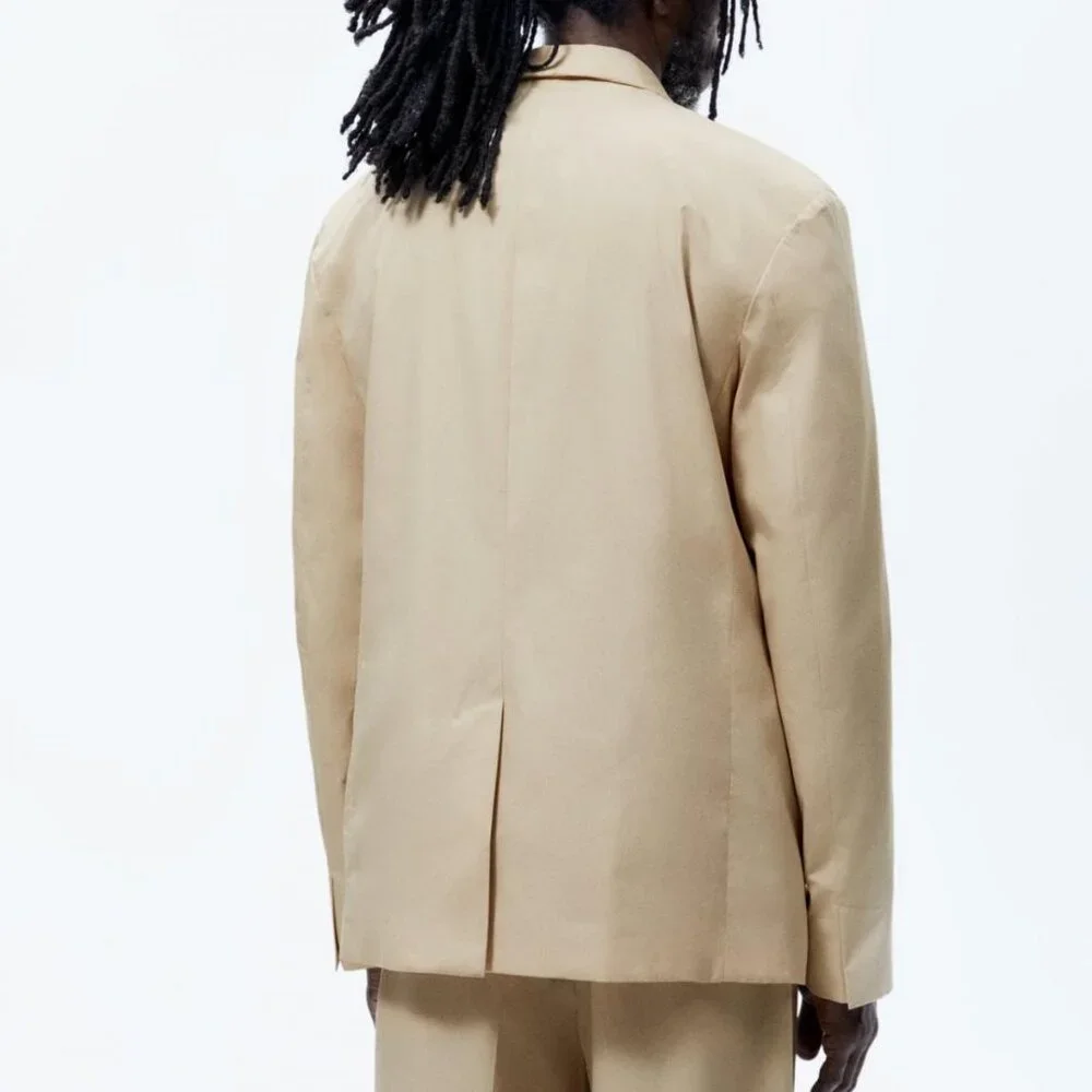 Zara Poplin Double Breasted Suit Blazer